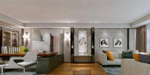 萬科大廈欣悅化妝品公司，白與黃的搭配，簡約、大氣！